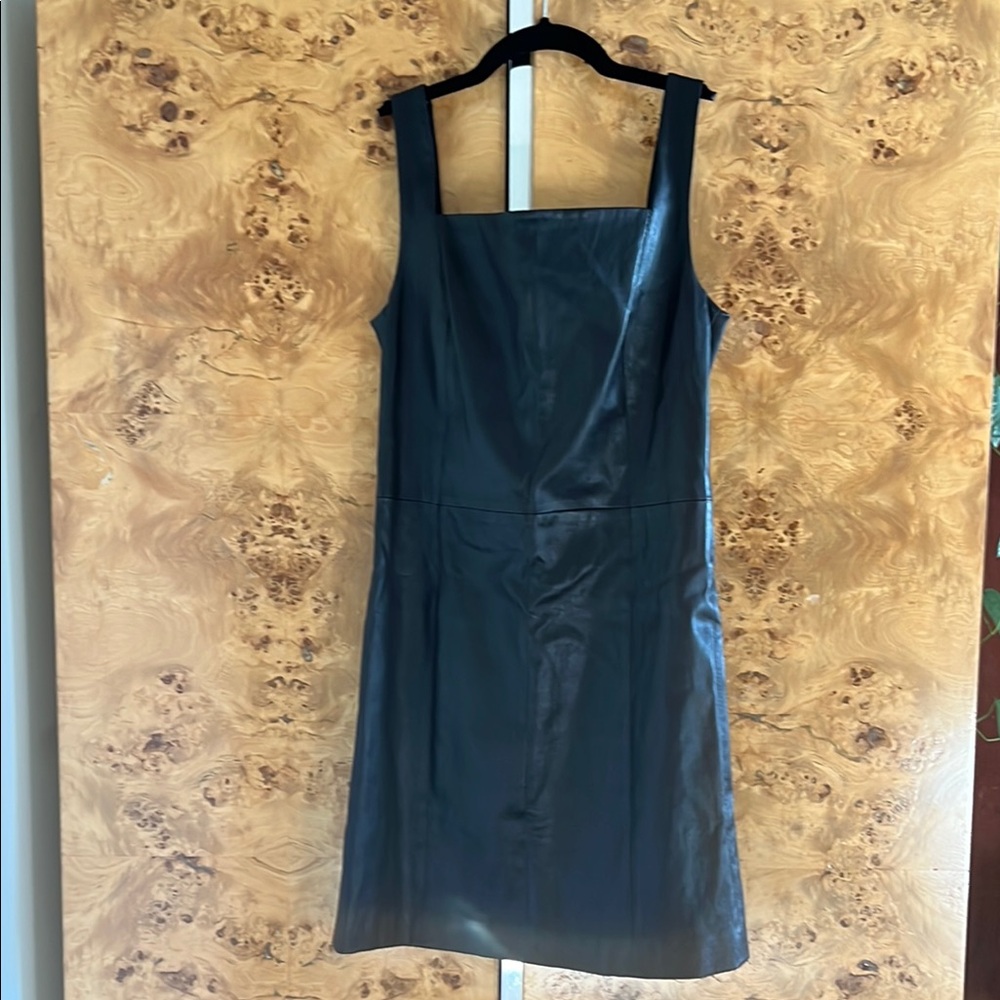 The Row Black Leather Strap Sheath Dress 8